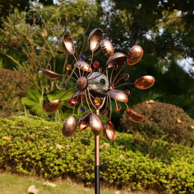Spoon Petals Solar Color Changing Wind Spinner